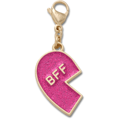 Pink Glitter BFF Charm Left Jibbitz Shoe Charm