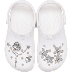 Silver Meta Floral 5 Pack Jibbitz™ charms