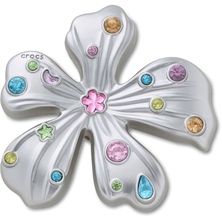 Silver Meta Gem Flower Jibbitz™ charms