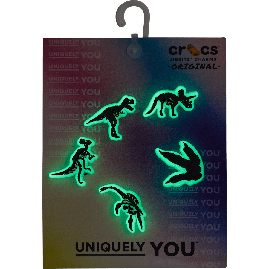 Glow In The Dark Dino 5 Pack Jibbitz Shoe Charm