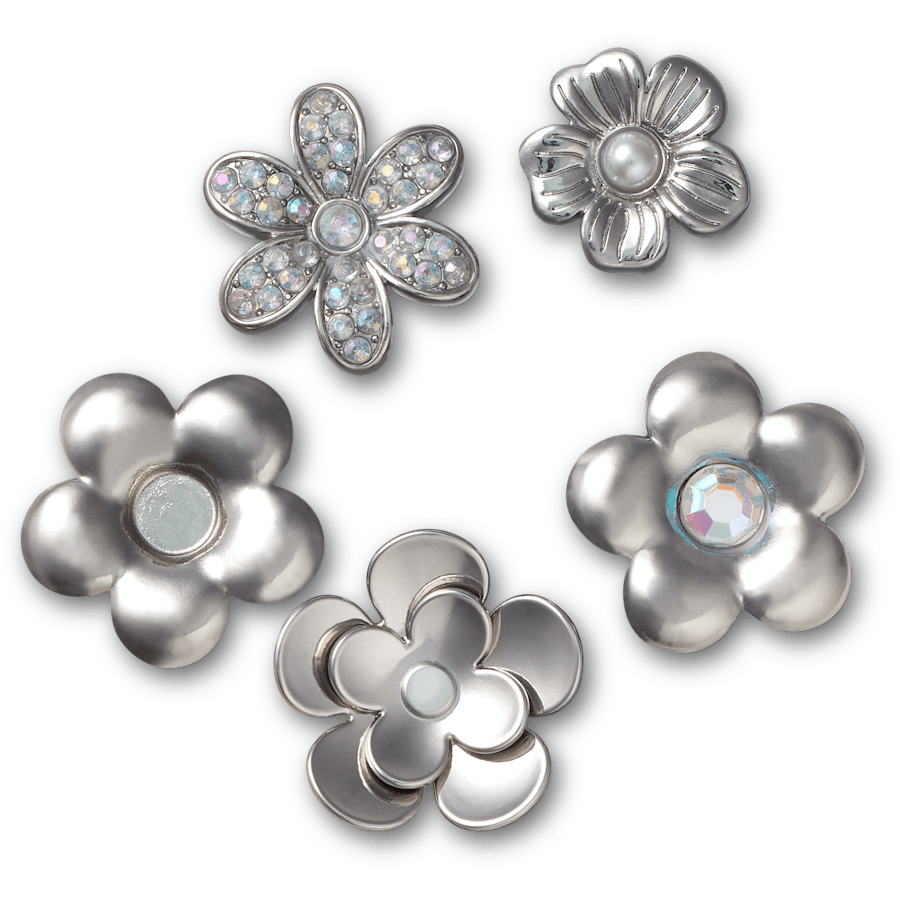Monochrome Slvr Flwrs 5 Pack Jibbitz™ charms