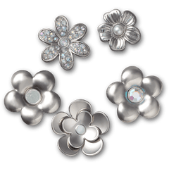 Monochrome Slvr Flwrs 5 Pack Jibbitz™ charms