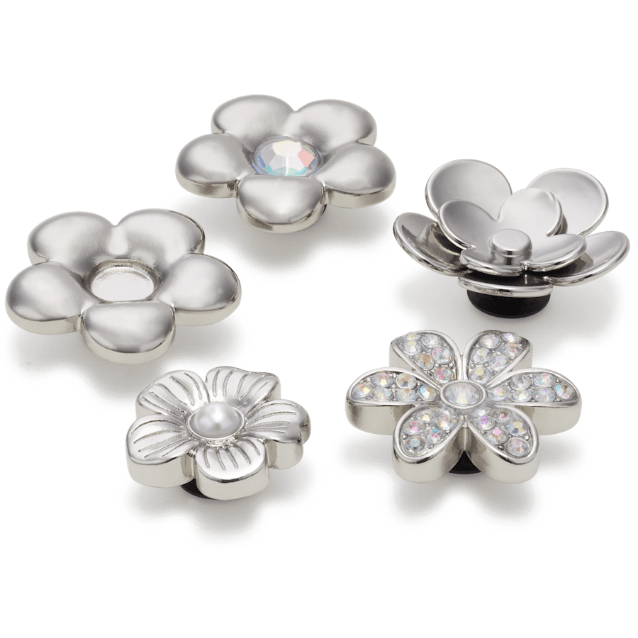 Monochrome Slvr Flwrs 5 Pack Jibbitz™ charms
