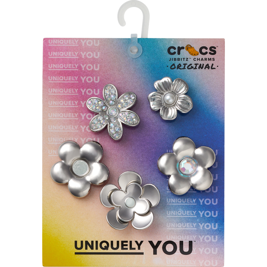 Monochrome Slvr Flwrs 5 Pack Jibbitz™ charms