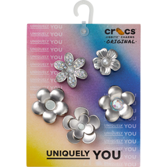 Monochrome Slvr Flwrs 5 Pack Jibbitz™ charms