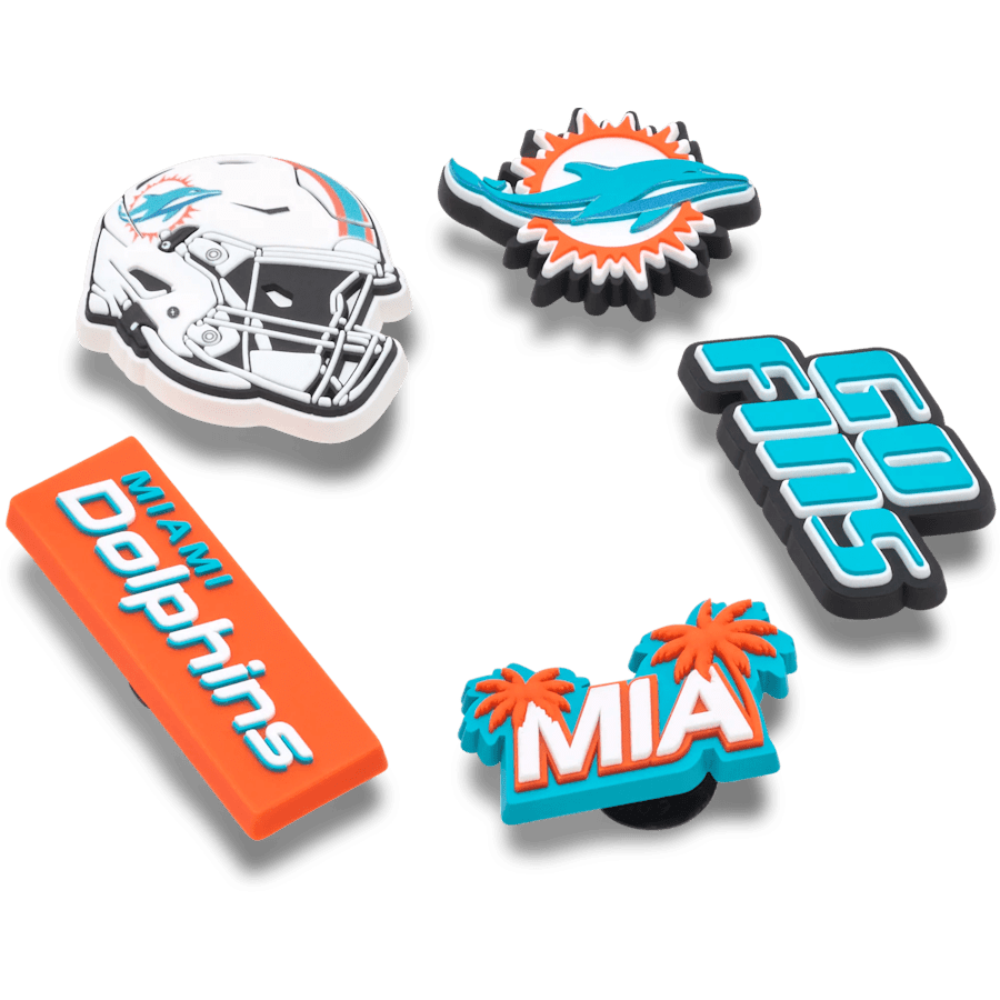 NFL Miami Dolphins 5 Pack Jibbitz Shoe Charm