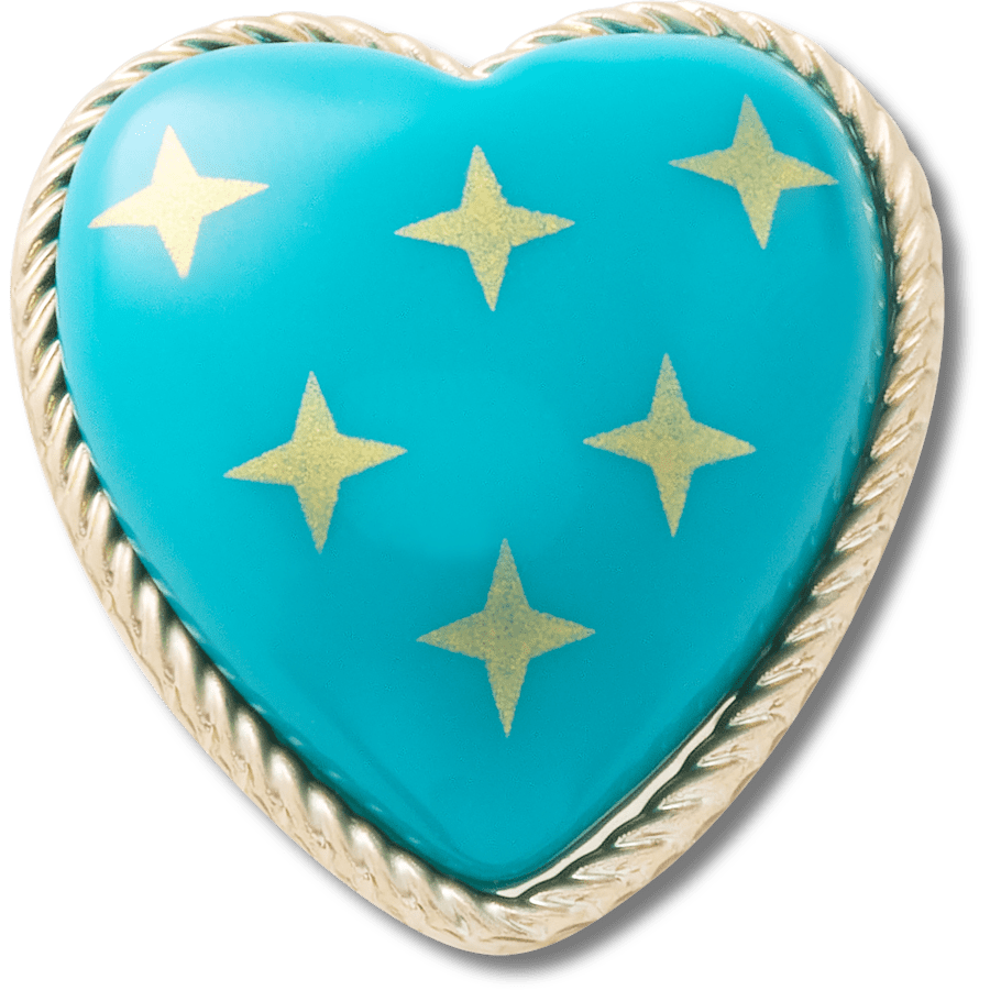 Turquoise and Gold Heart Jibbitz™ charms