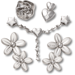 Silver Meta Floral 5 Pack Jibbitz™ charms