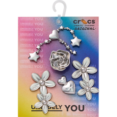 Silver Meta Floral 5 Pack Jibbitz™ charms