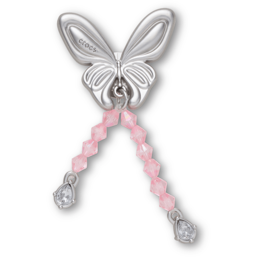Silver Beaded Meta Butterfly Jibbitz™ charms