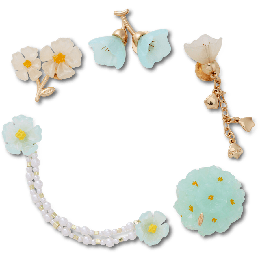 Blue Dainty Floral 5 Pack Jibbitz™ charms
