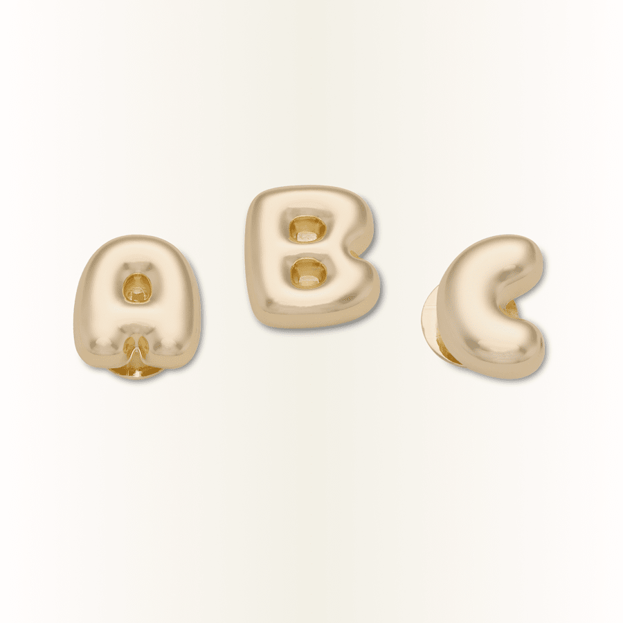 Gold Bubble Letter A-Z Jibbitz™ charms