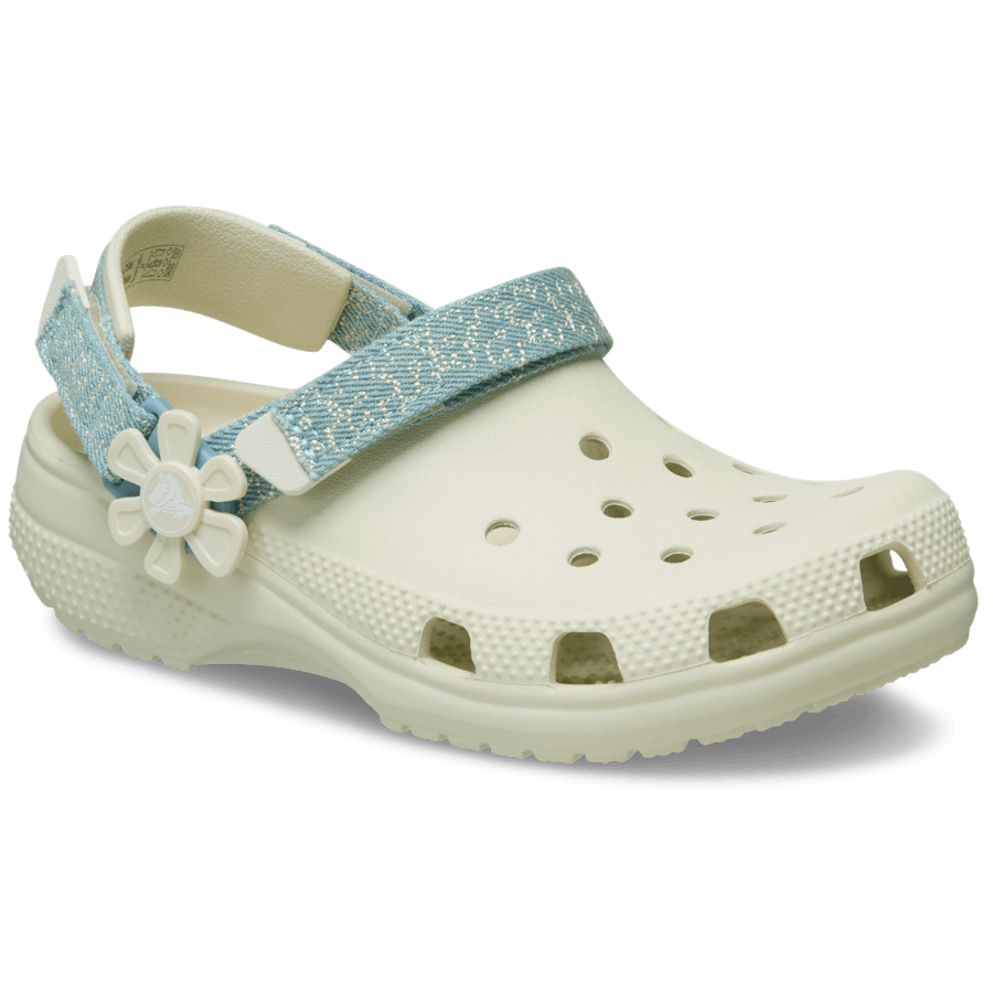 Kids’ Classic Denim Flower Adjustable Backstrap Clog