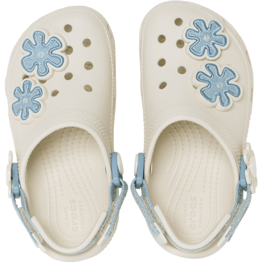 Toddler Classic Denim Flower Adjustable Backstrap Clog